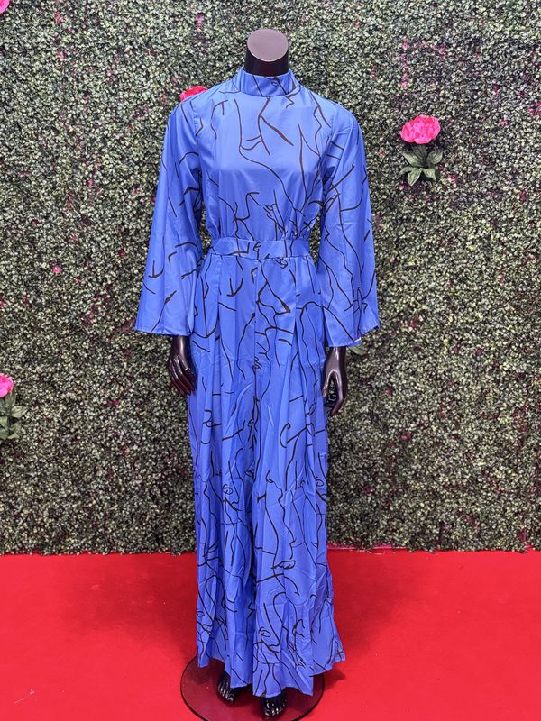 Blue and Black Pants Suit