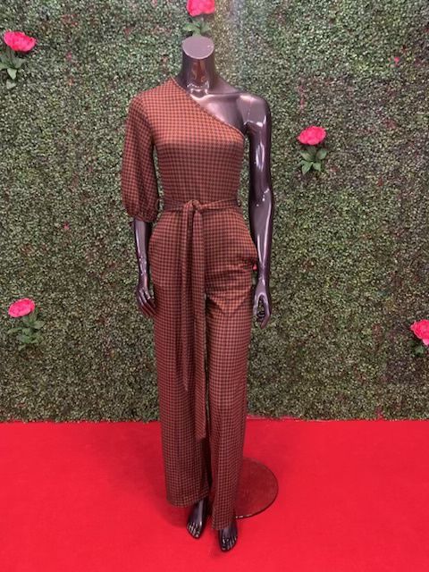 Brown Off-Shoulder Jumpsuit