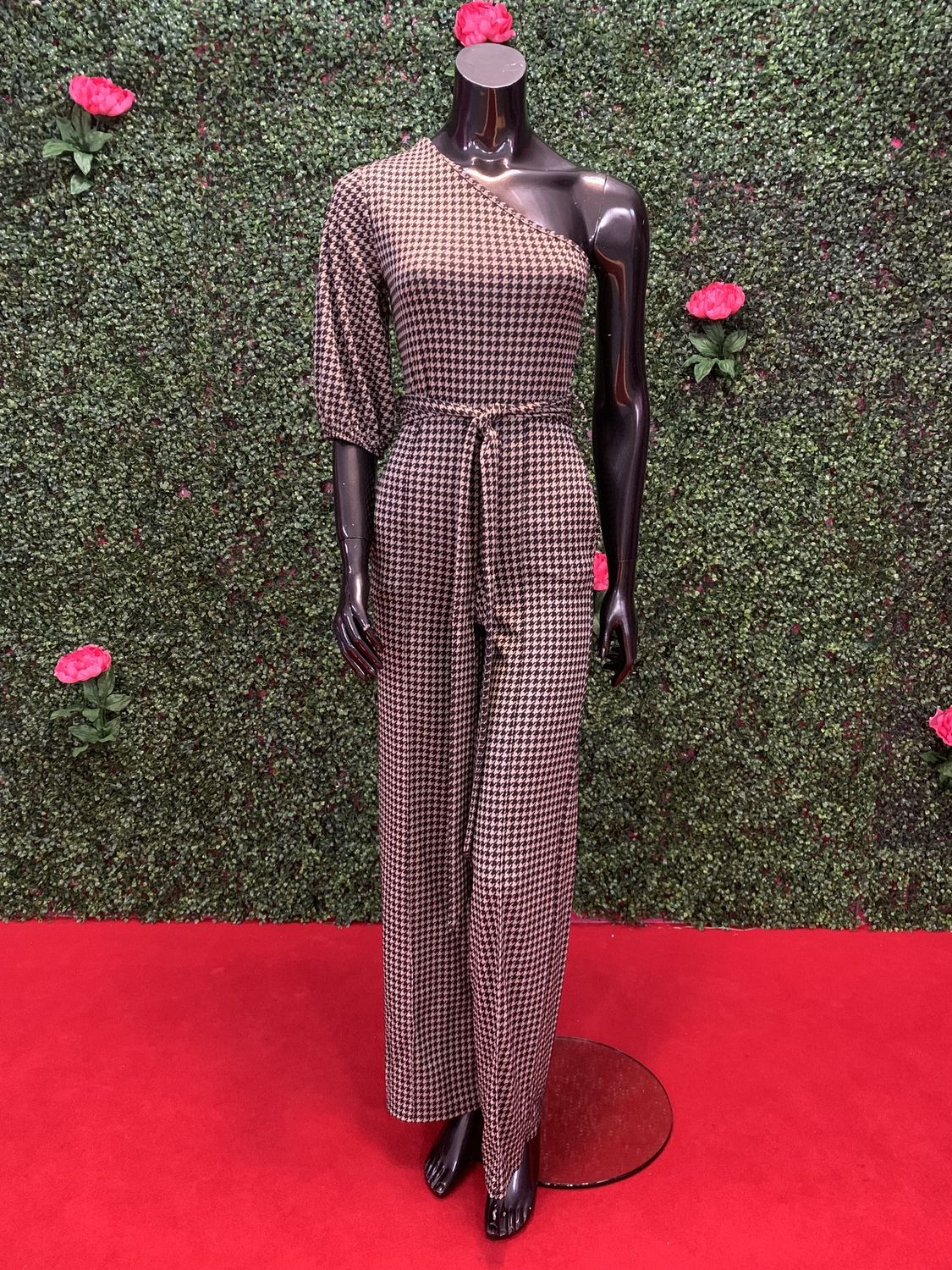 Cream Off-Shoulder Jumpsuit