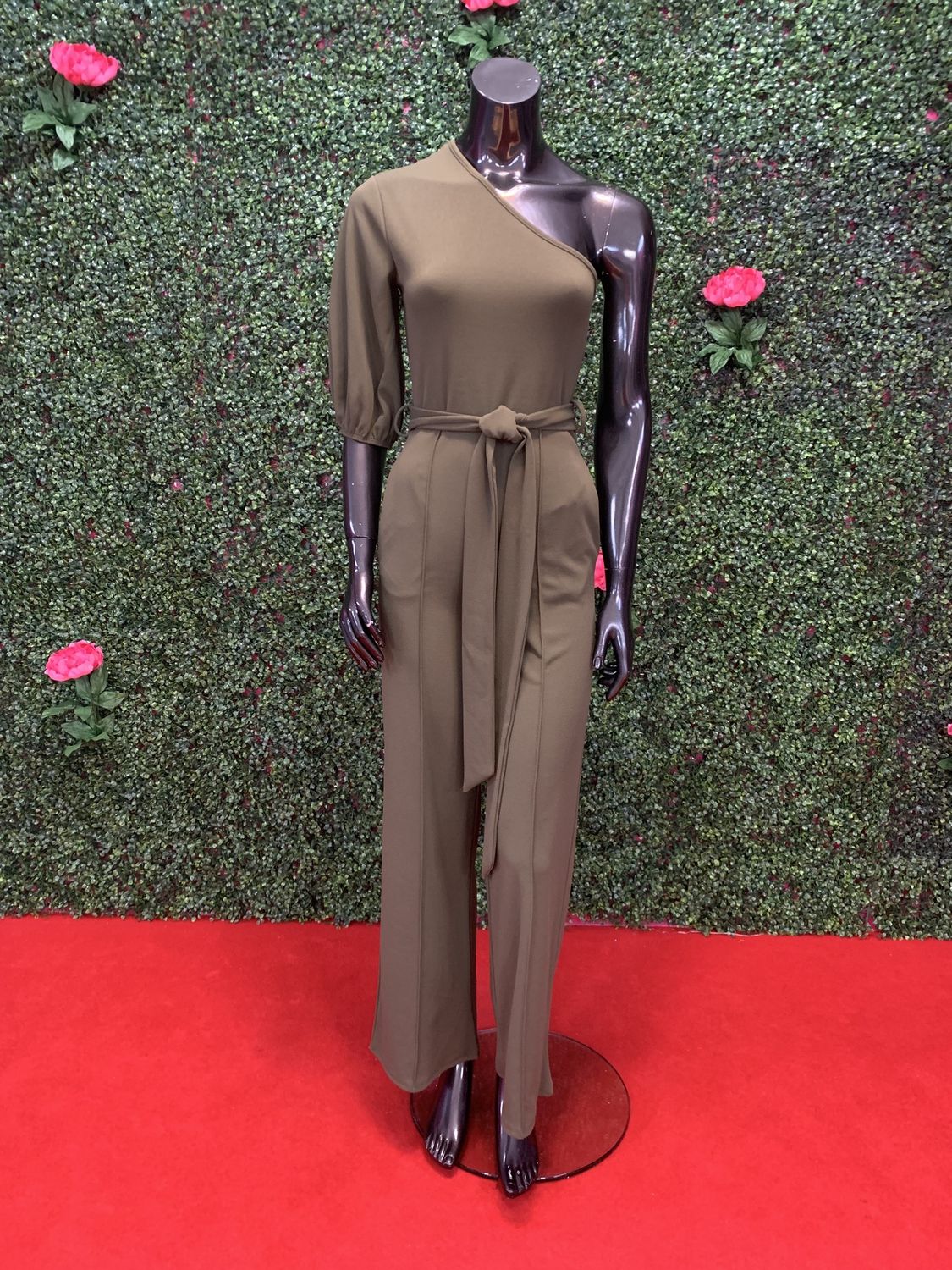 Olive Green Off-Shoulder Jumpsuit