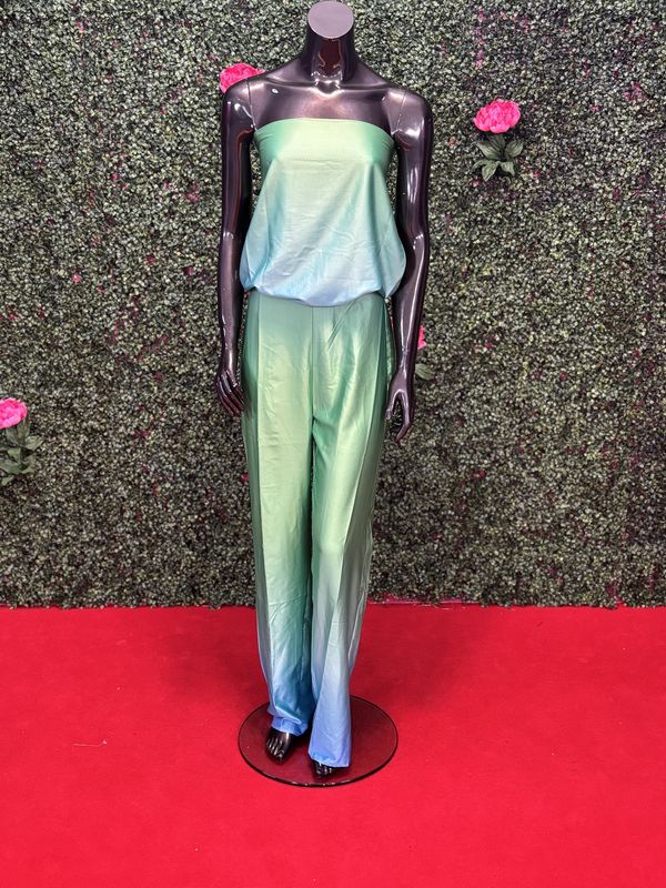 Green and Blue Ombre Pants Suit