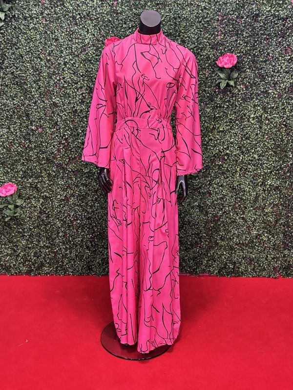 Pink and Black Pants Suit