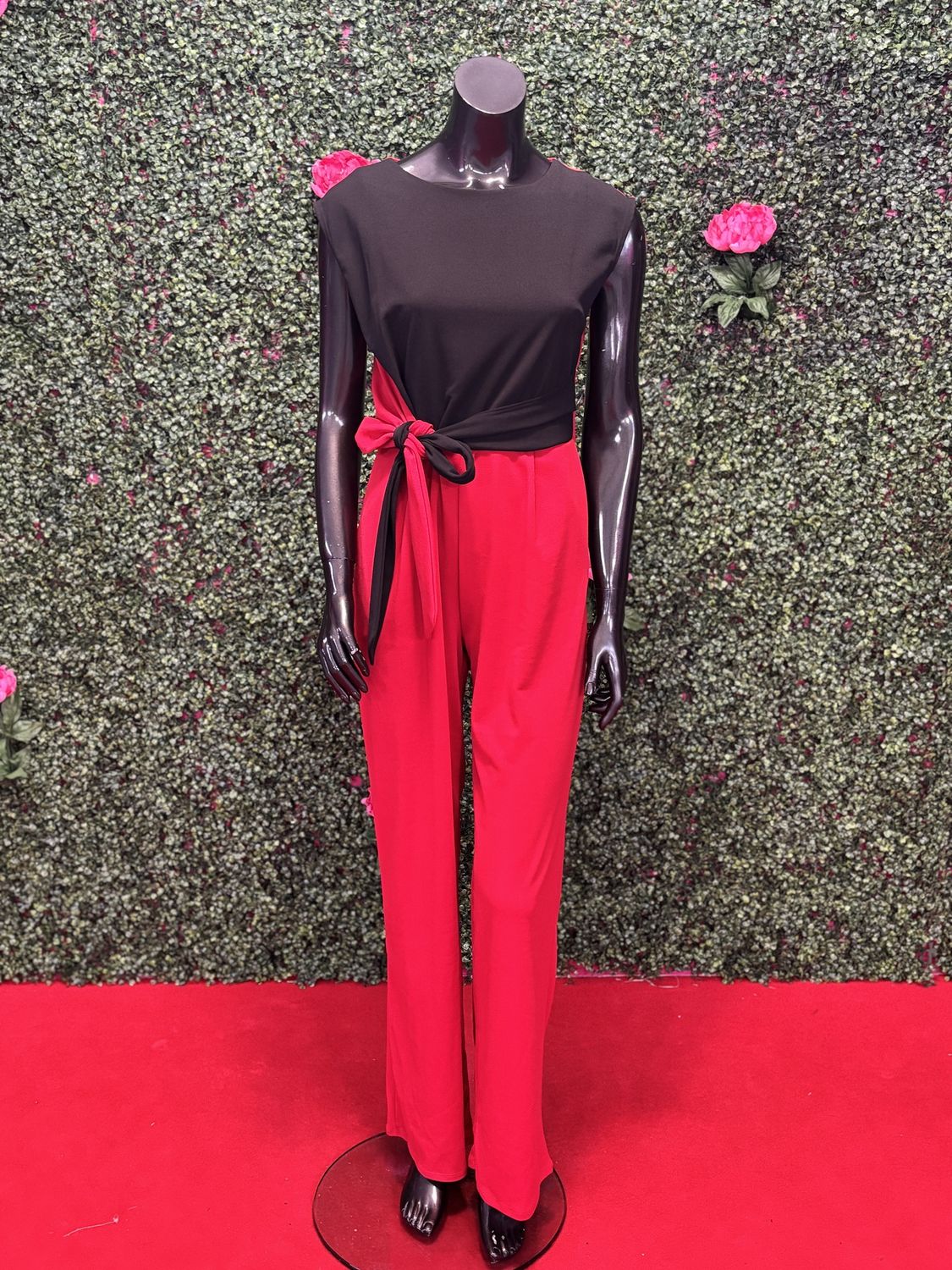 Red and Black Pants Suit