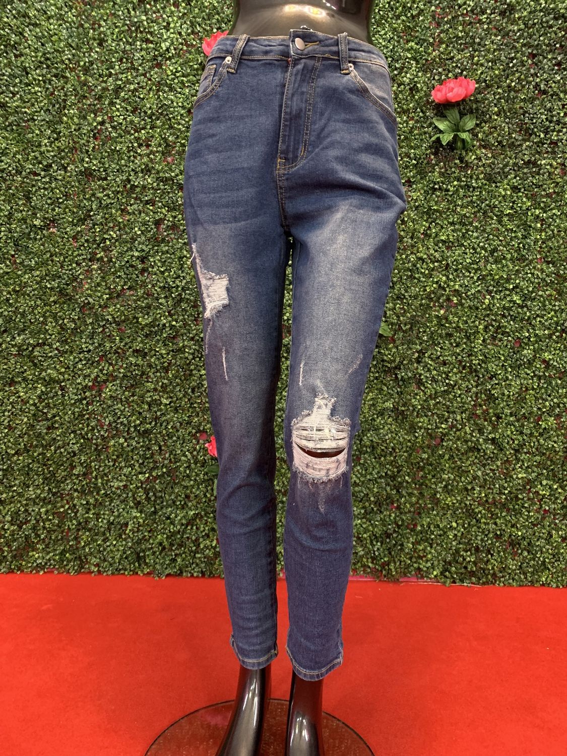 Distressed Knee Denim Jeans