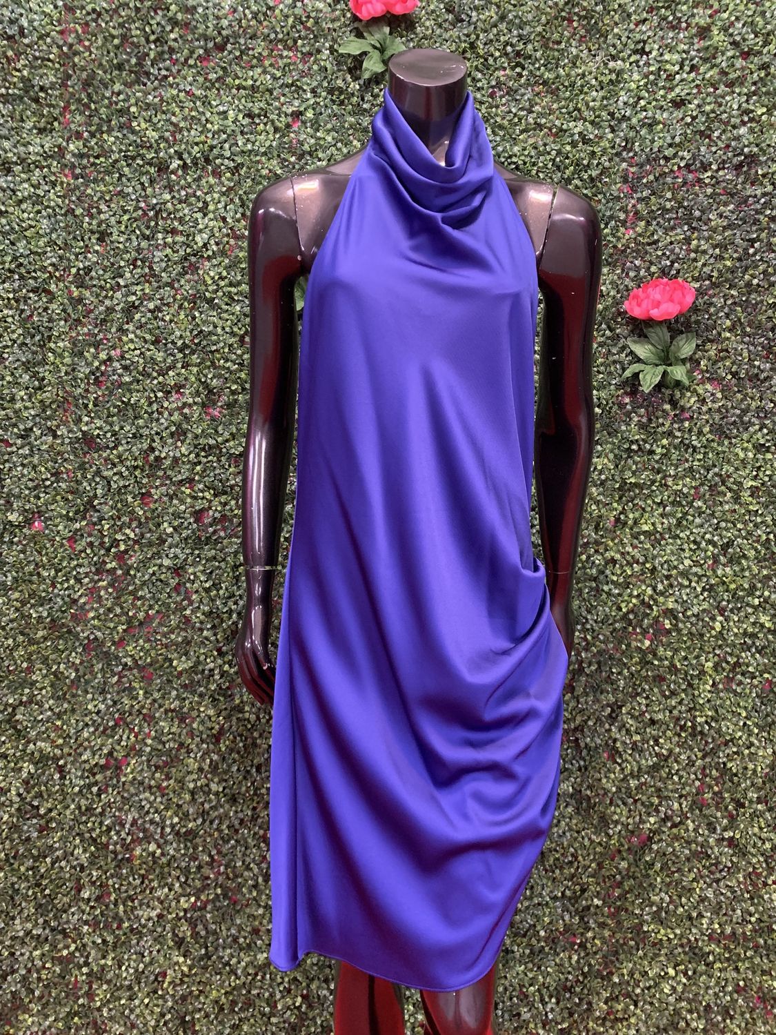 Royal Blue Cow Neck Mini Dress