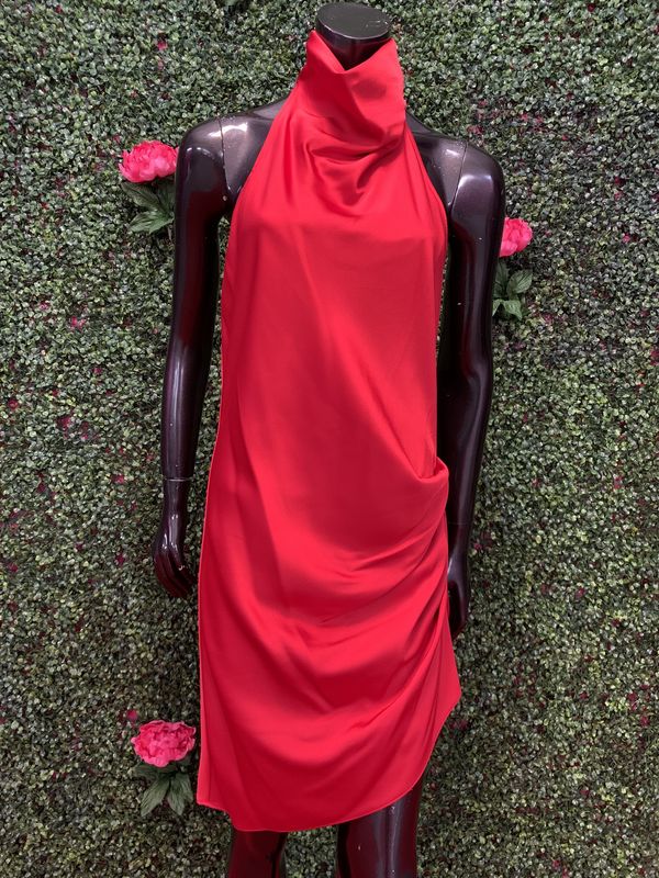 Red Cow Neck Mini Dress