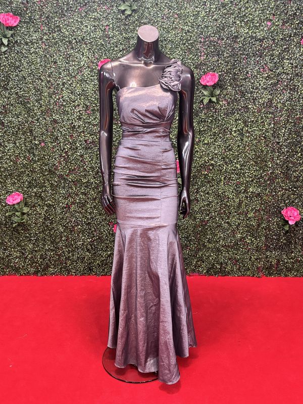 Grey One Shoulder Long Gown