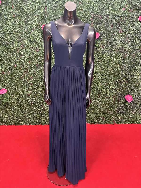 Navy Blue Criss Cross Long Gown