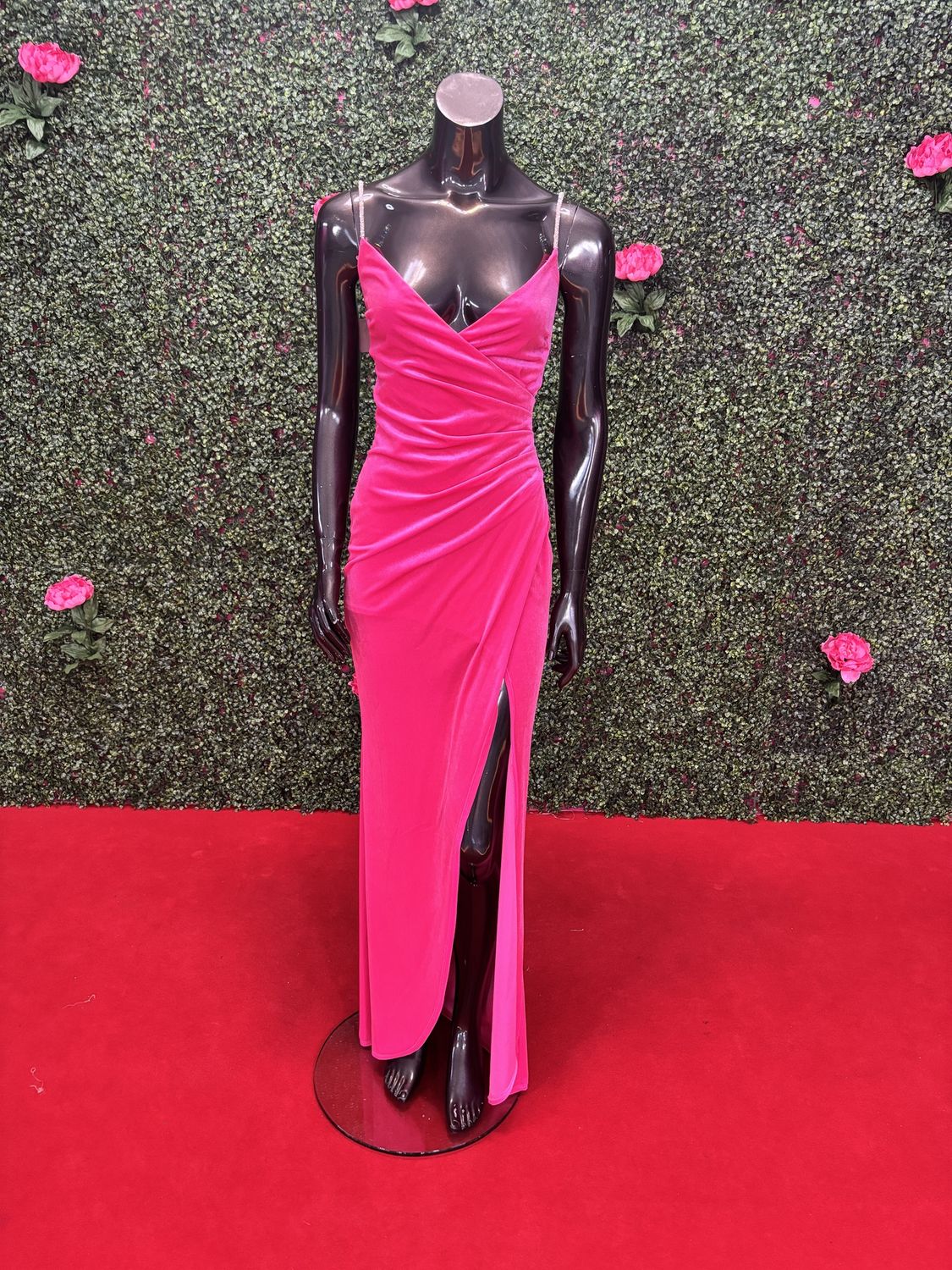 Pink Spaghetti Sparkle Strap Long Gown