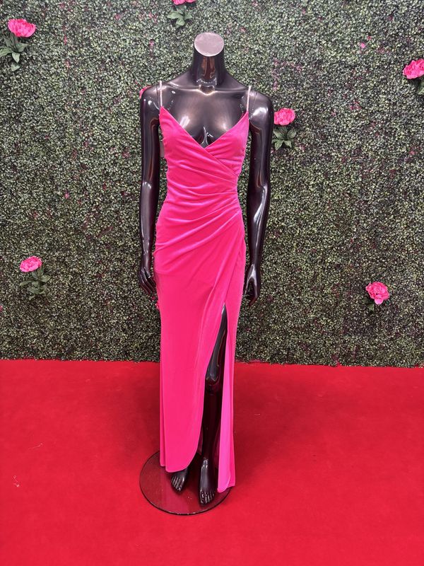 Pink Spaghetti Sparkle Strap Long Gown