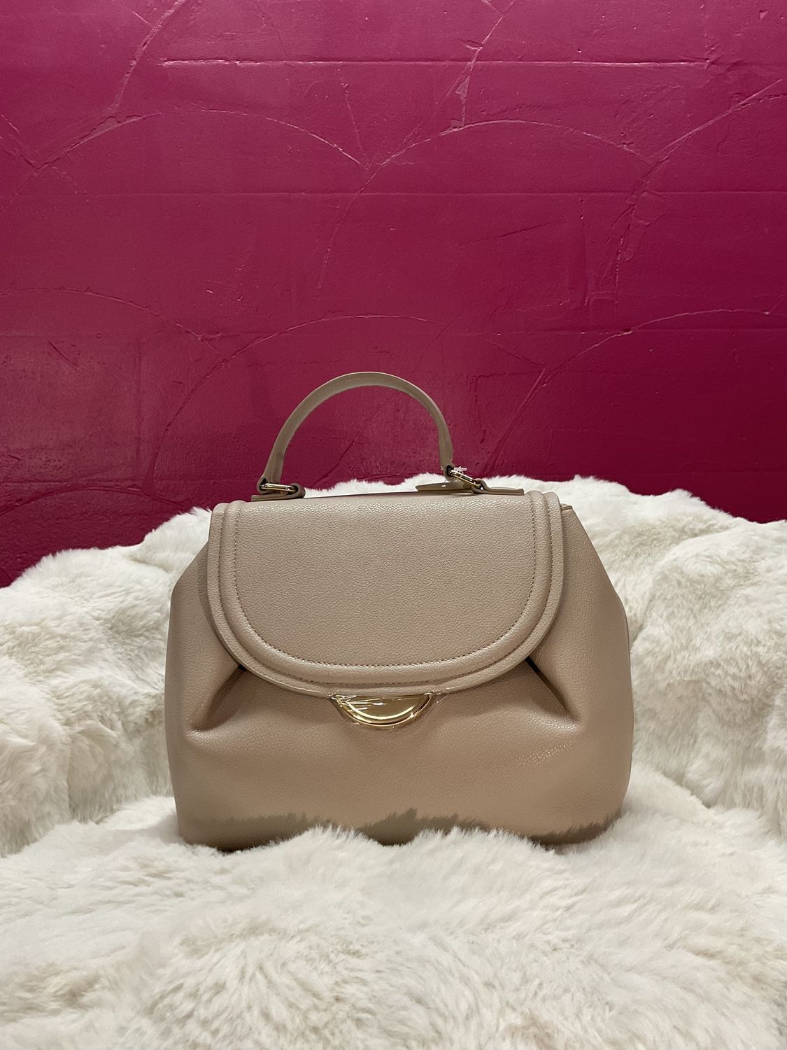 Glam to Go Beige Handbag/Mini Backpack