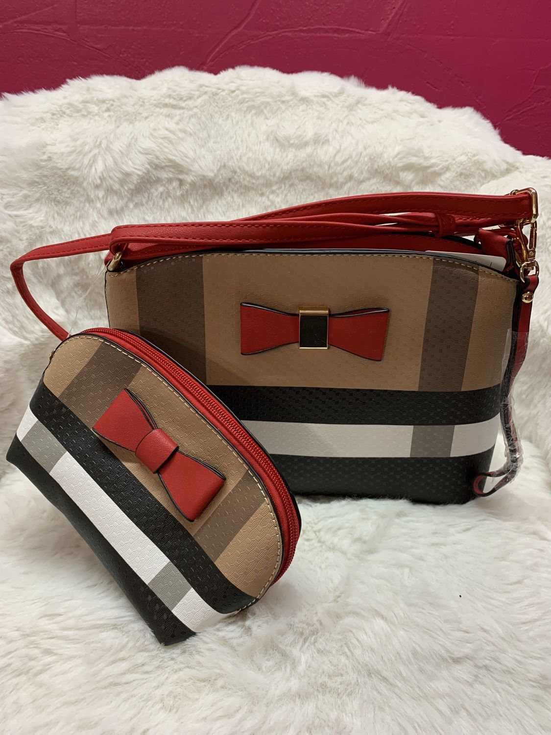The Maple Plaid Handbag + Maple Plaid Makeup Bag Combo