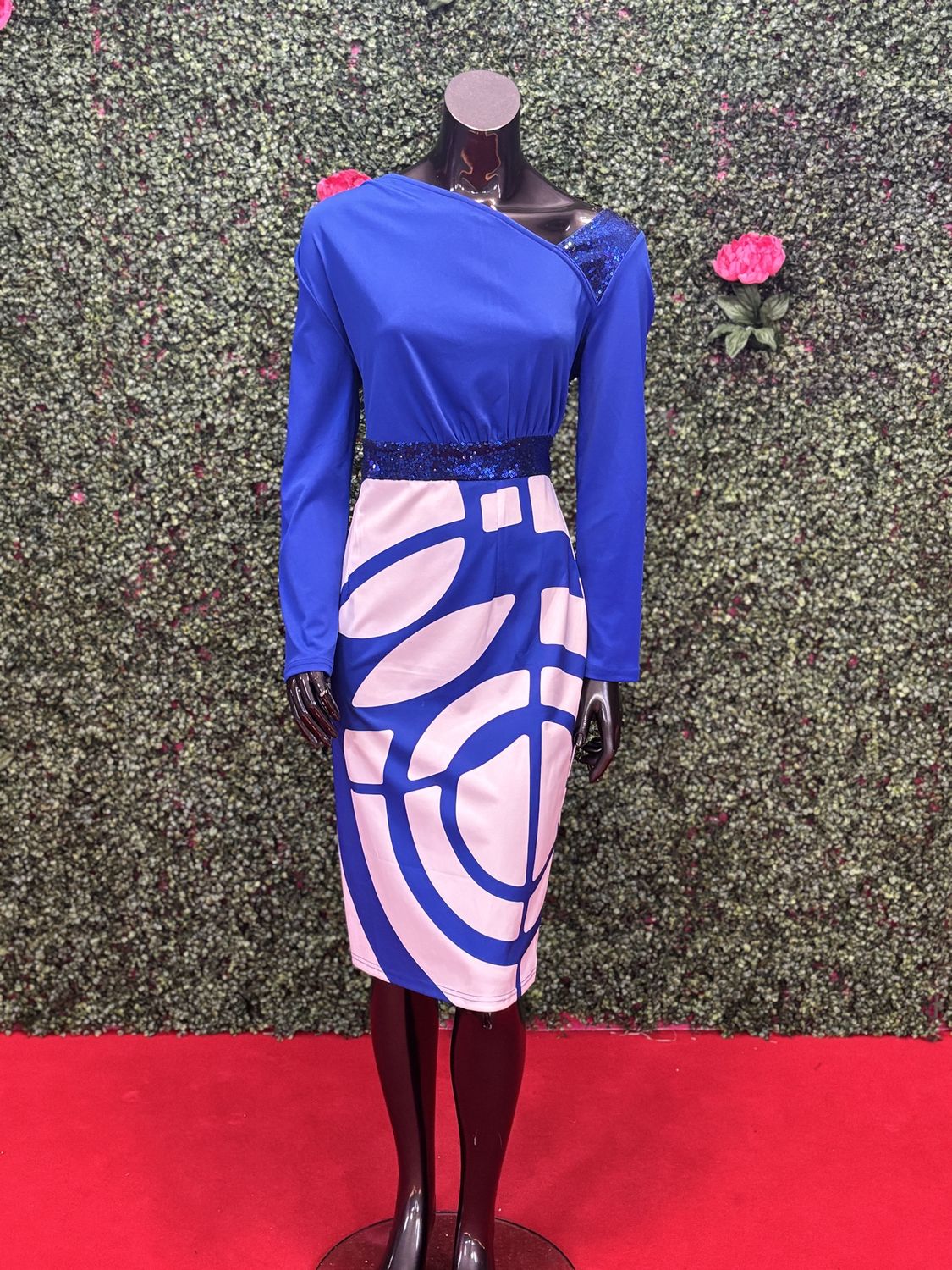 Blue and White Glitter Maxi