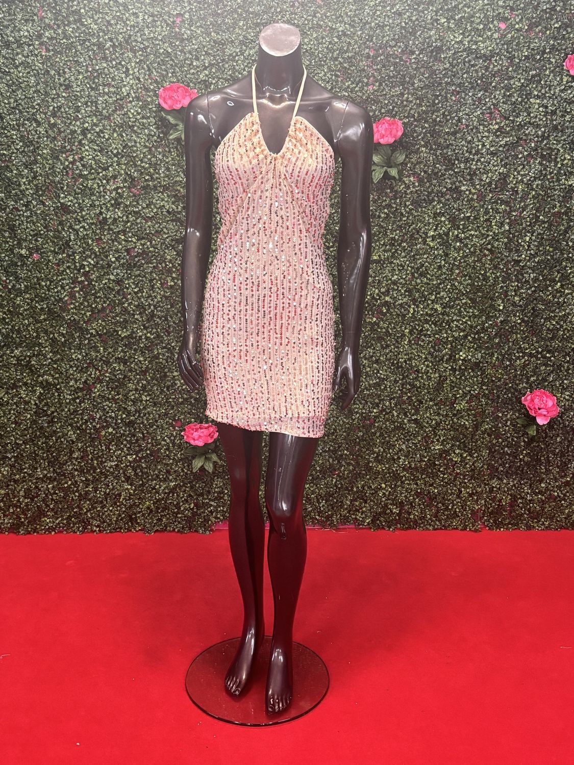 Gold Shimmer Spaghetti Strap Cocktail Dress