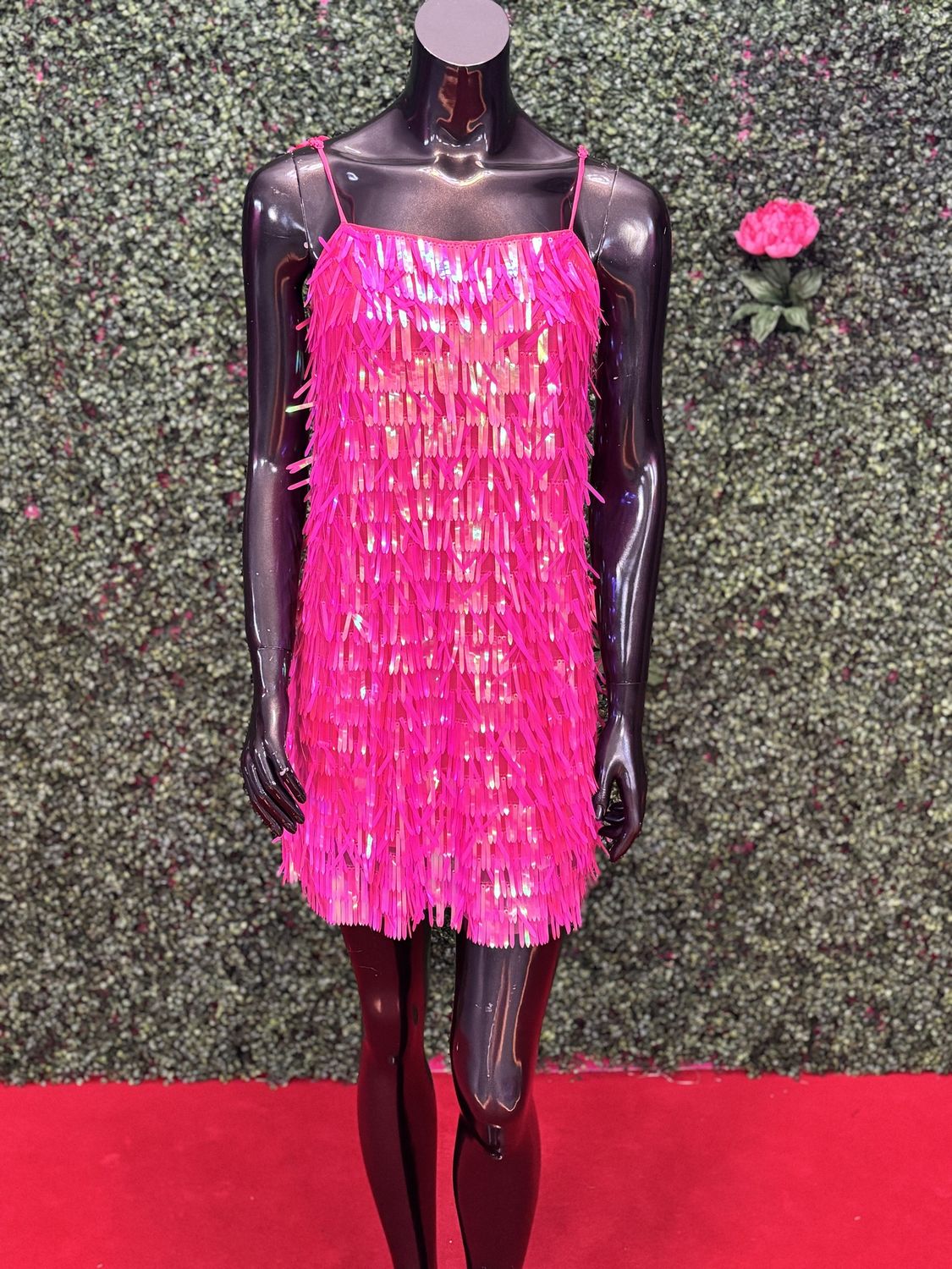 Pink Shimmer Spaghetti Strap Short Gown