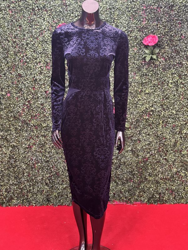 Royal Blue Long Sleeve Velvet Maxi