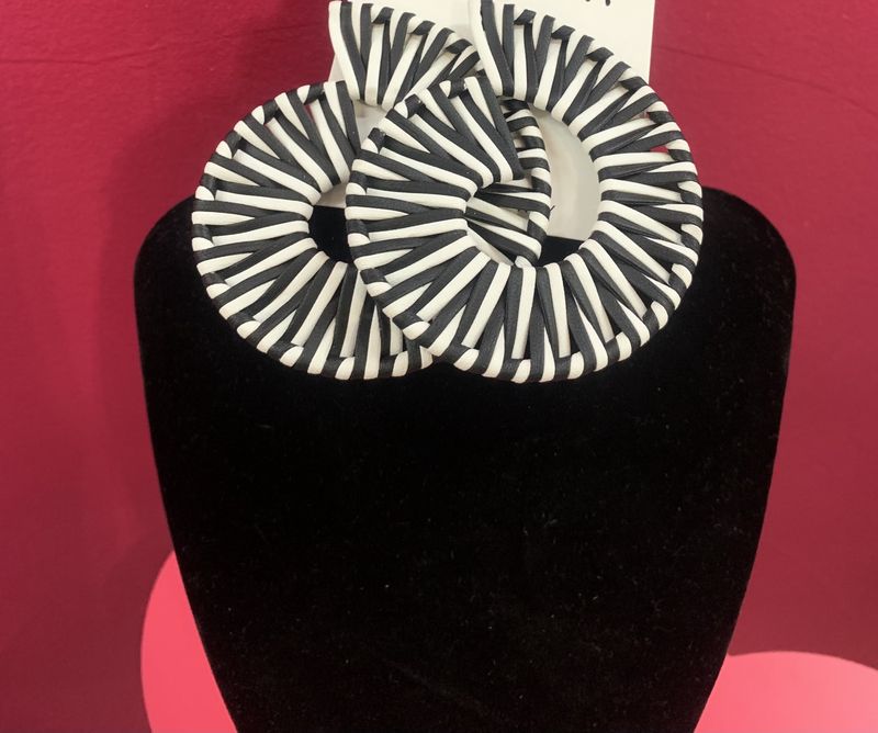 Black and White Spiral Earrings