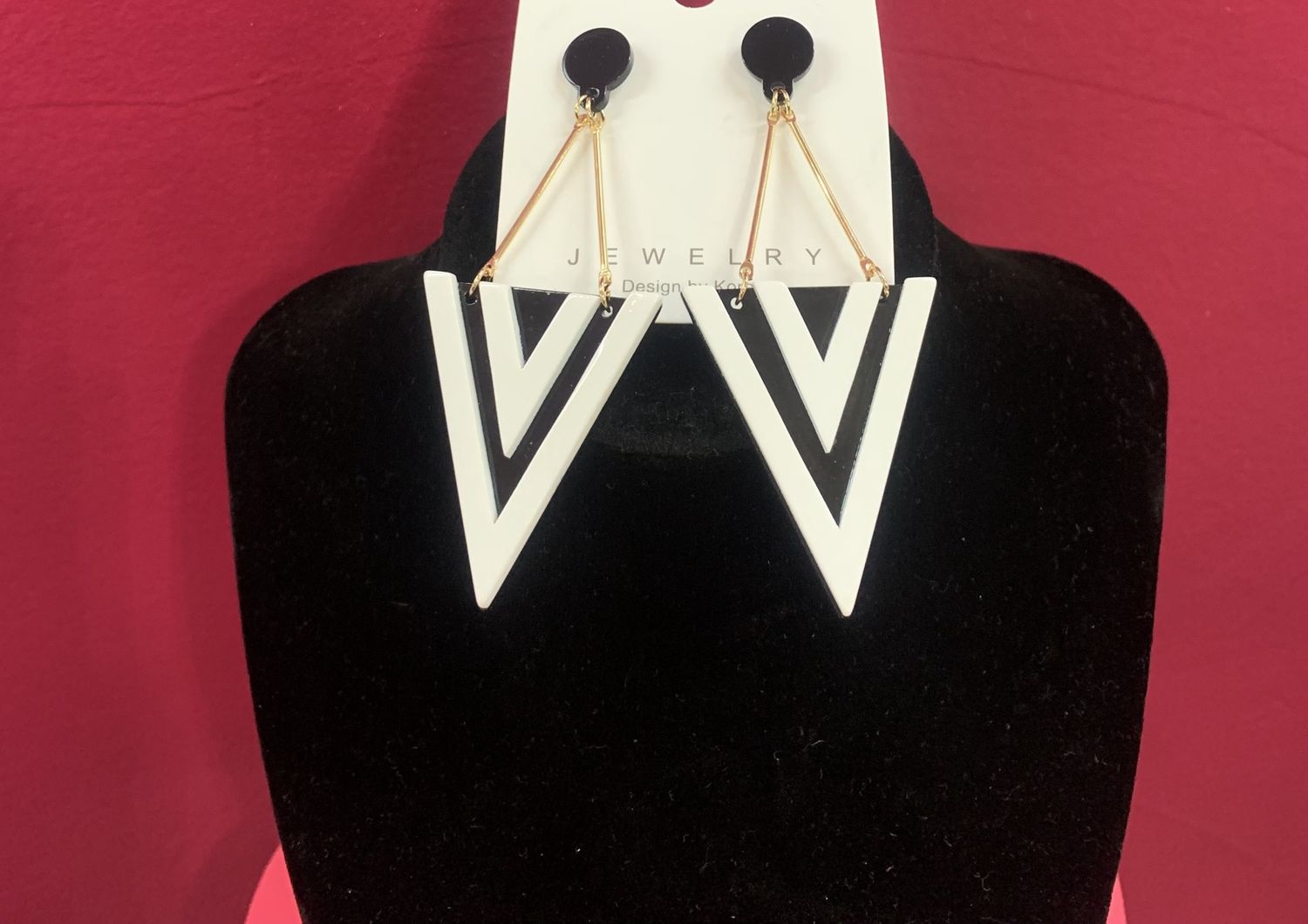 Black and White Triangle Earrings