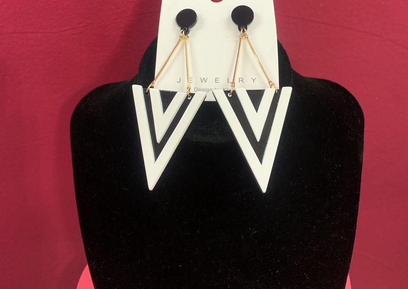 Black and White Triangle Earrings