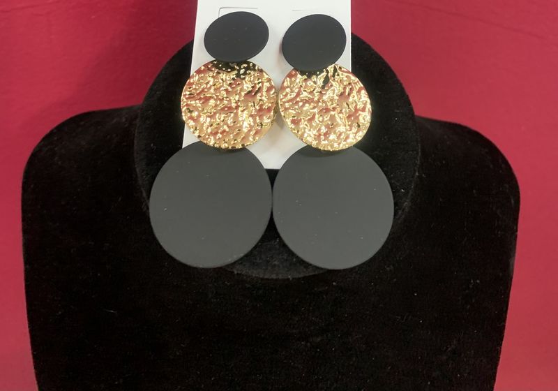 Black and Gold Circle Earrings