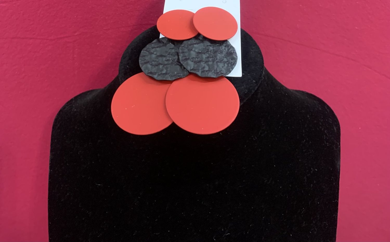 Red and Black Circle Earrings