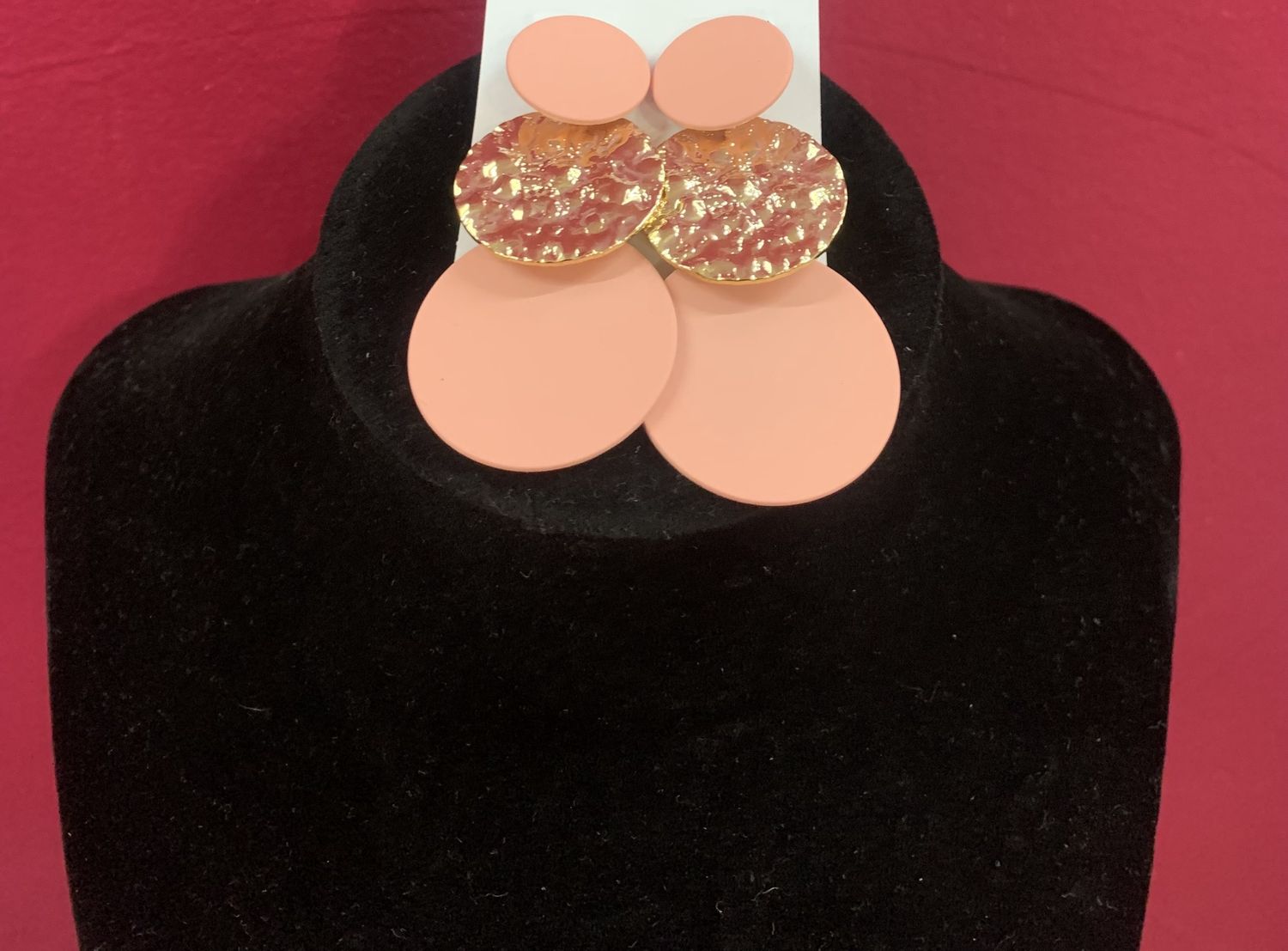Pink and Gold Circle Earrings