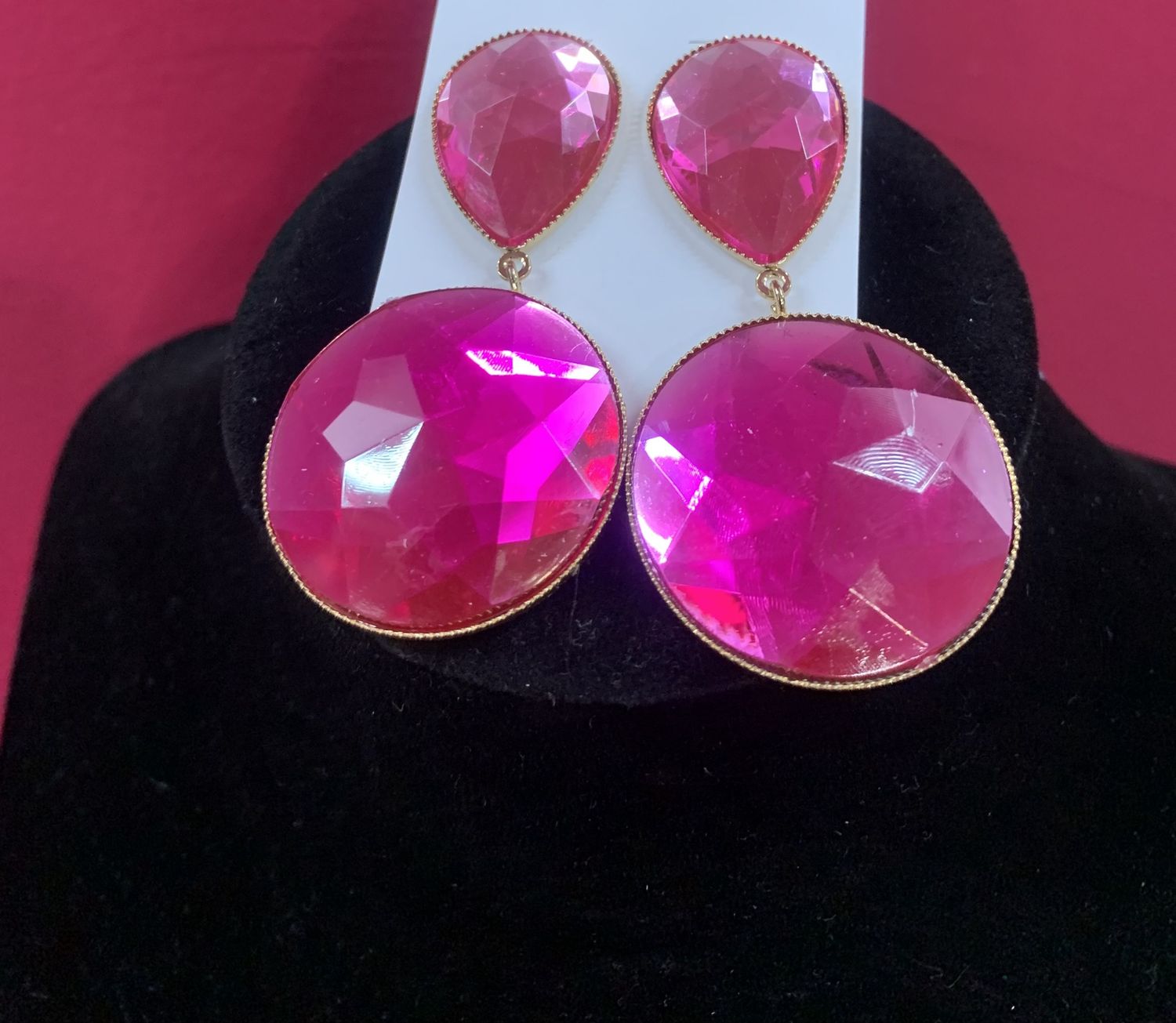 Pink Double Circle Earrings