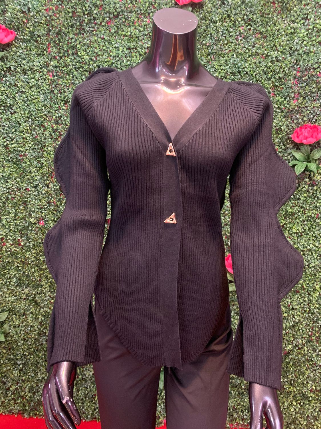 Black Ribbed Long Sleeve Sweater