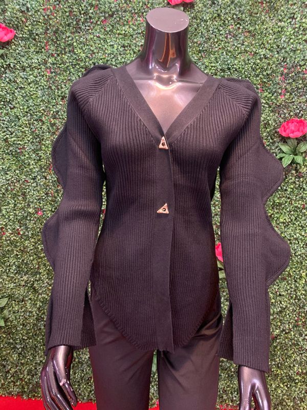 Black Ribbed Long Sleeve Sweater