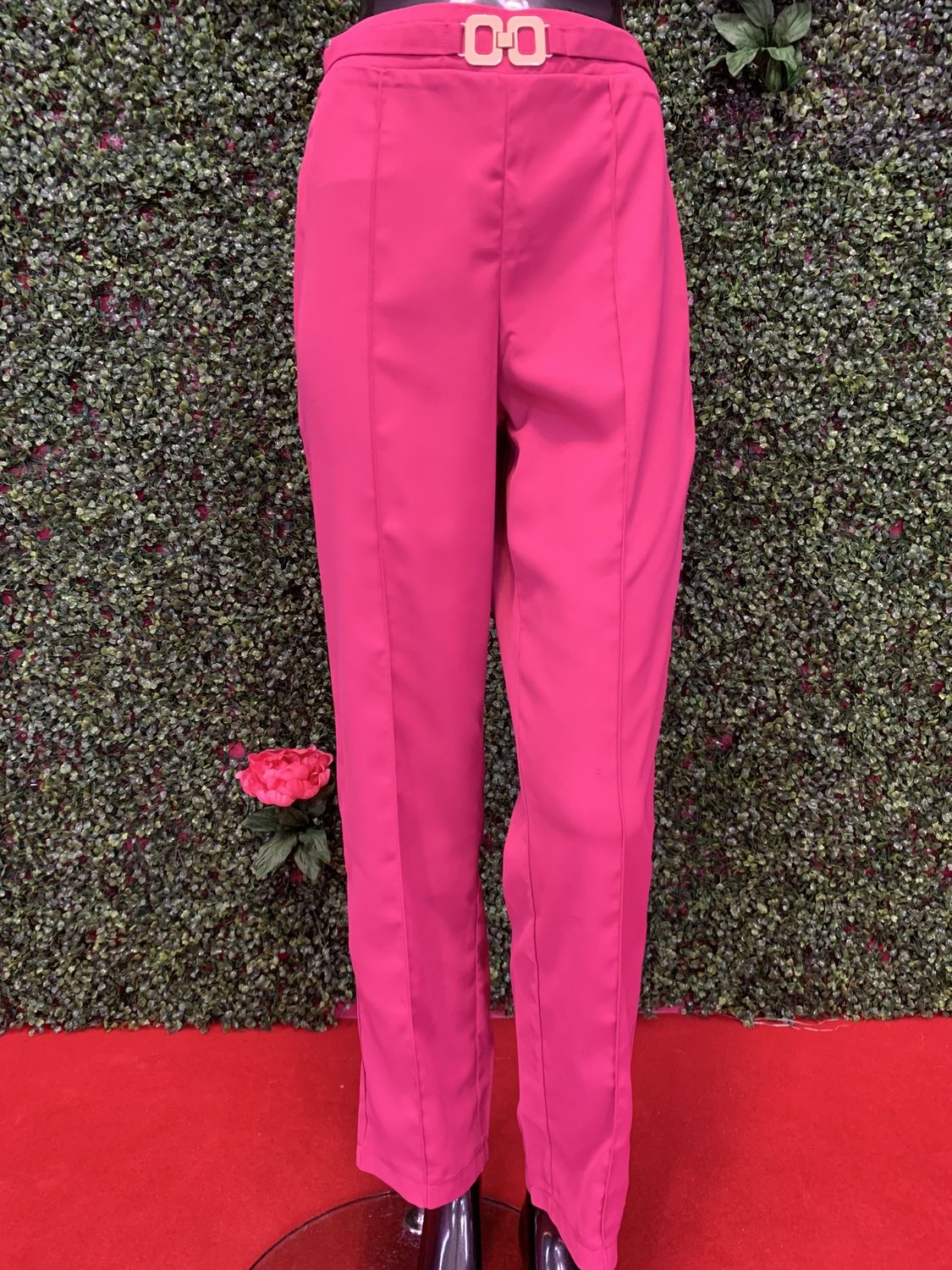 Magenta Slip On Slacks