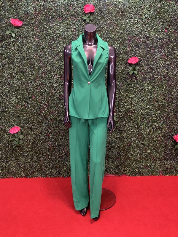 Green Vest Pant Suit