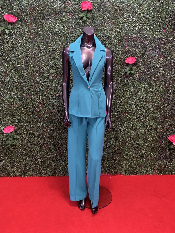 Teal Vest Pant Suit