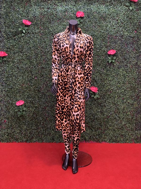 Cheetah Cardigan Pants Set