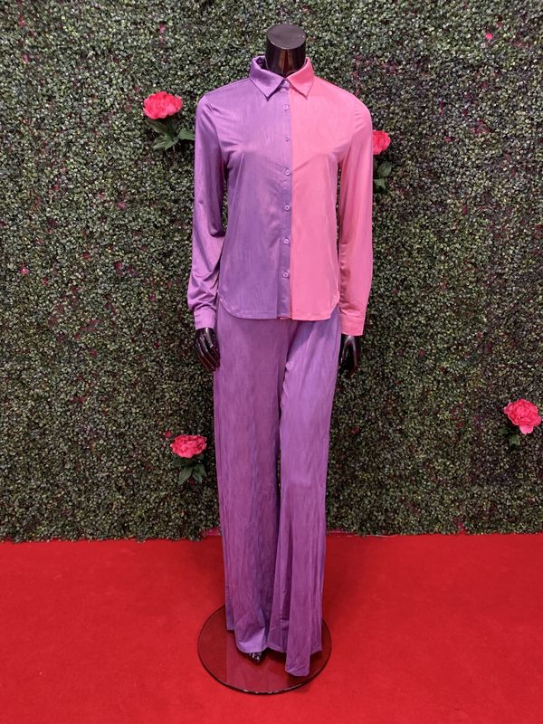 Pink and Purple Half &amp; Half Pants Set
