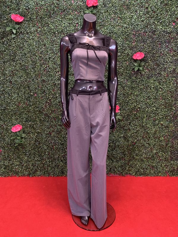 Grey and Black Pants Set