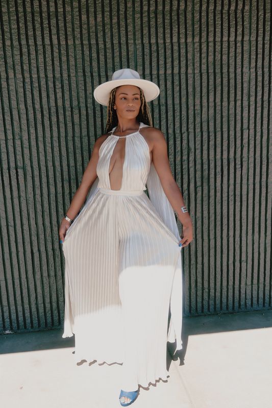 Cream Draped Jumpsuit