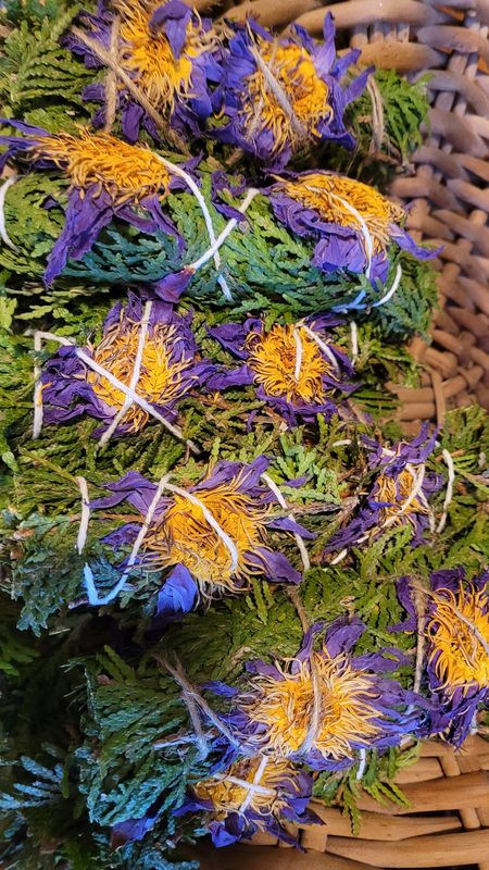 Cedar &amp; Blue Lotus Smudge Stick