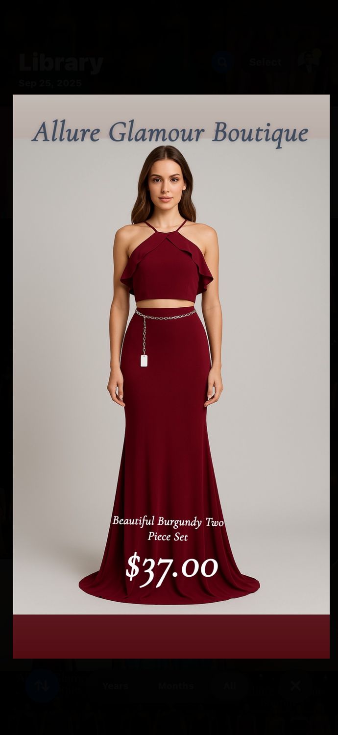 Burgundy Two Piece Dress