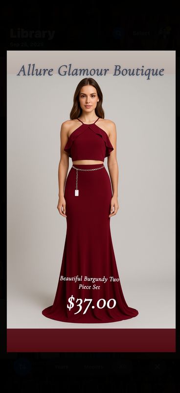 Burgundy Two Piece Dress