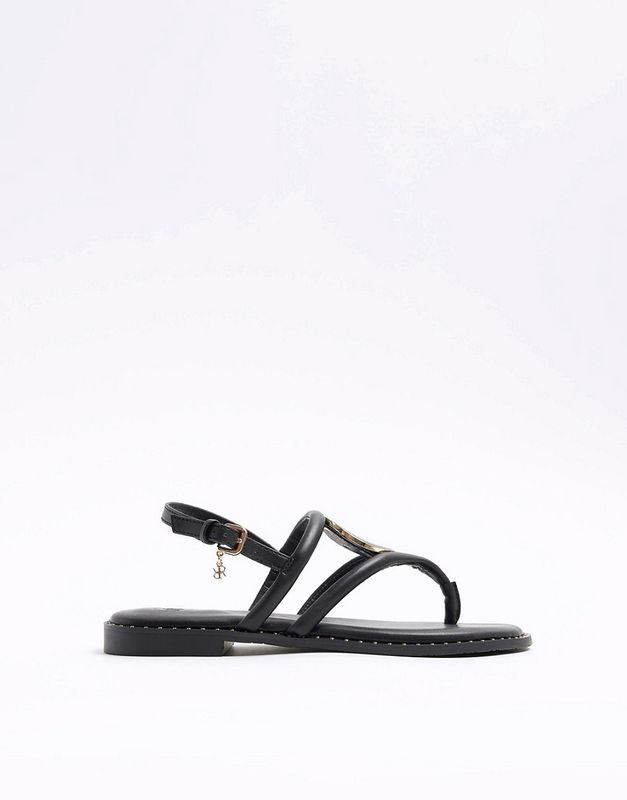 River Island Studded Flat Sandals in Black