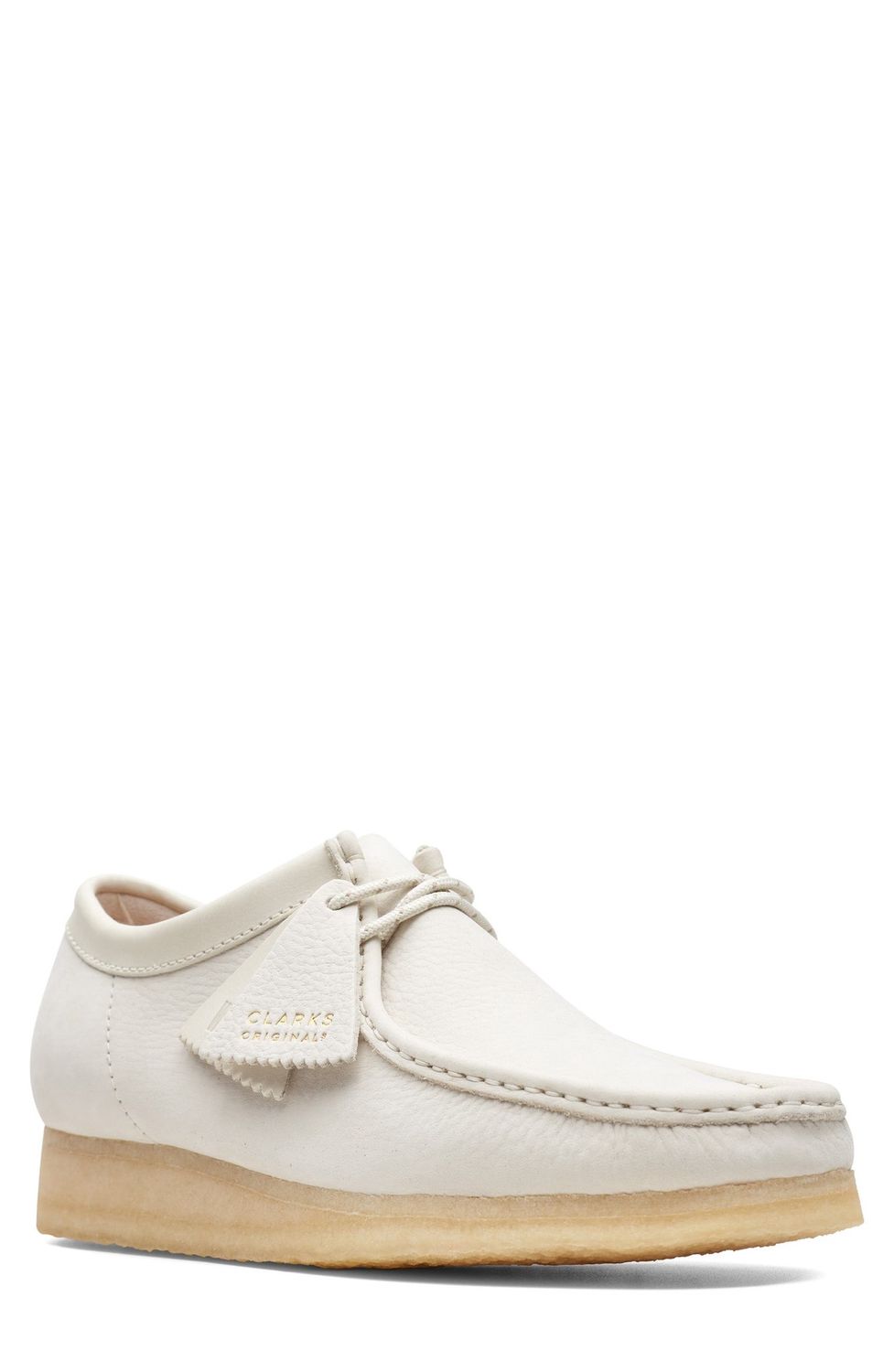 Clarks(r) Wallabee Nubuck Moc Toe Derby in Off White Nubuck at Nordstrom