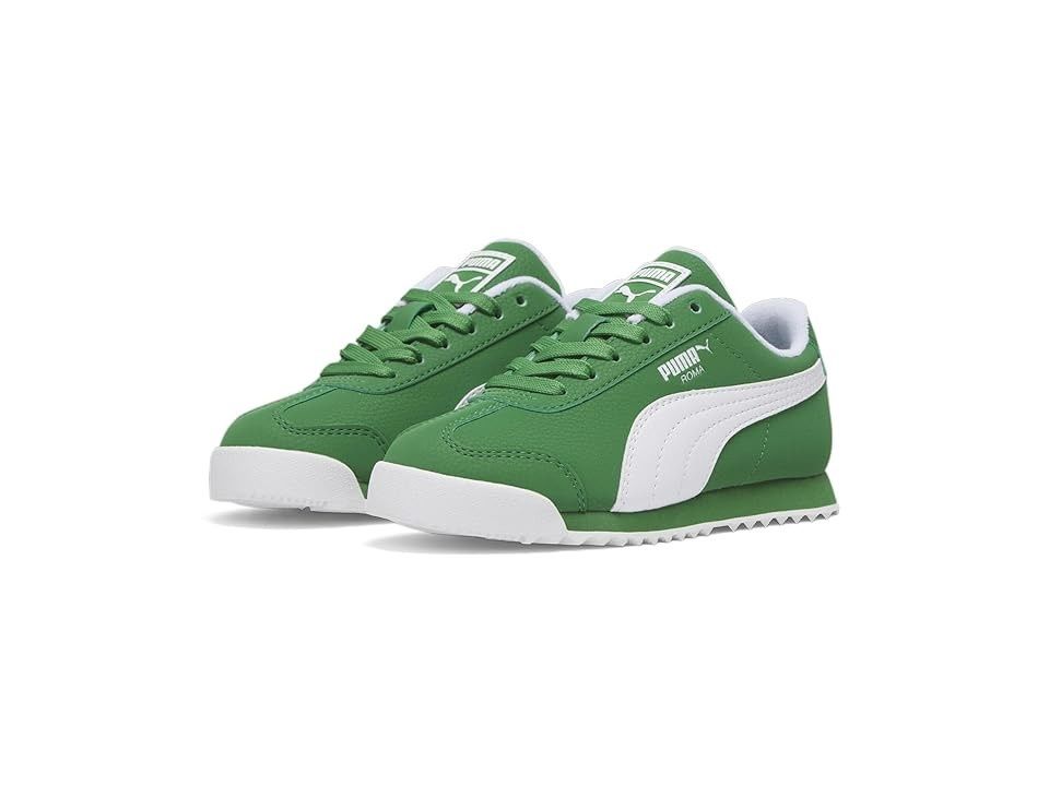PUMA Kids Roma Reversed Sneakers (Little Kid) Kid&#39;s Shoes Archive Green/Puma White
