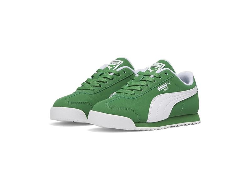 PUMA Kids Roma Reversed Sneakers (Little Kid) Kid&#39;s Shoes Archive Green/Puma White