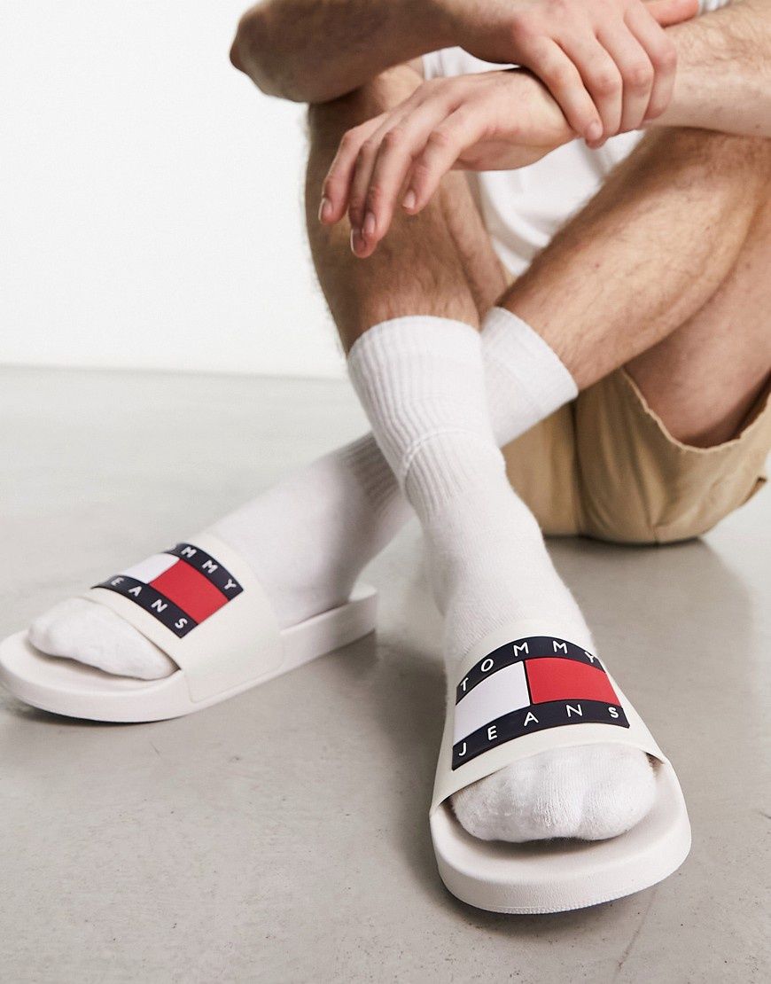 Tommy Jeans Flag Sliders - White