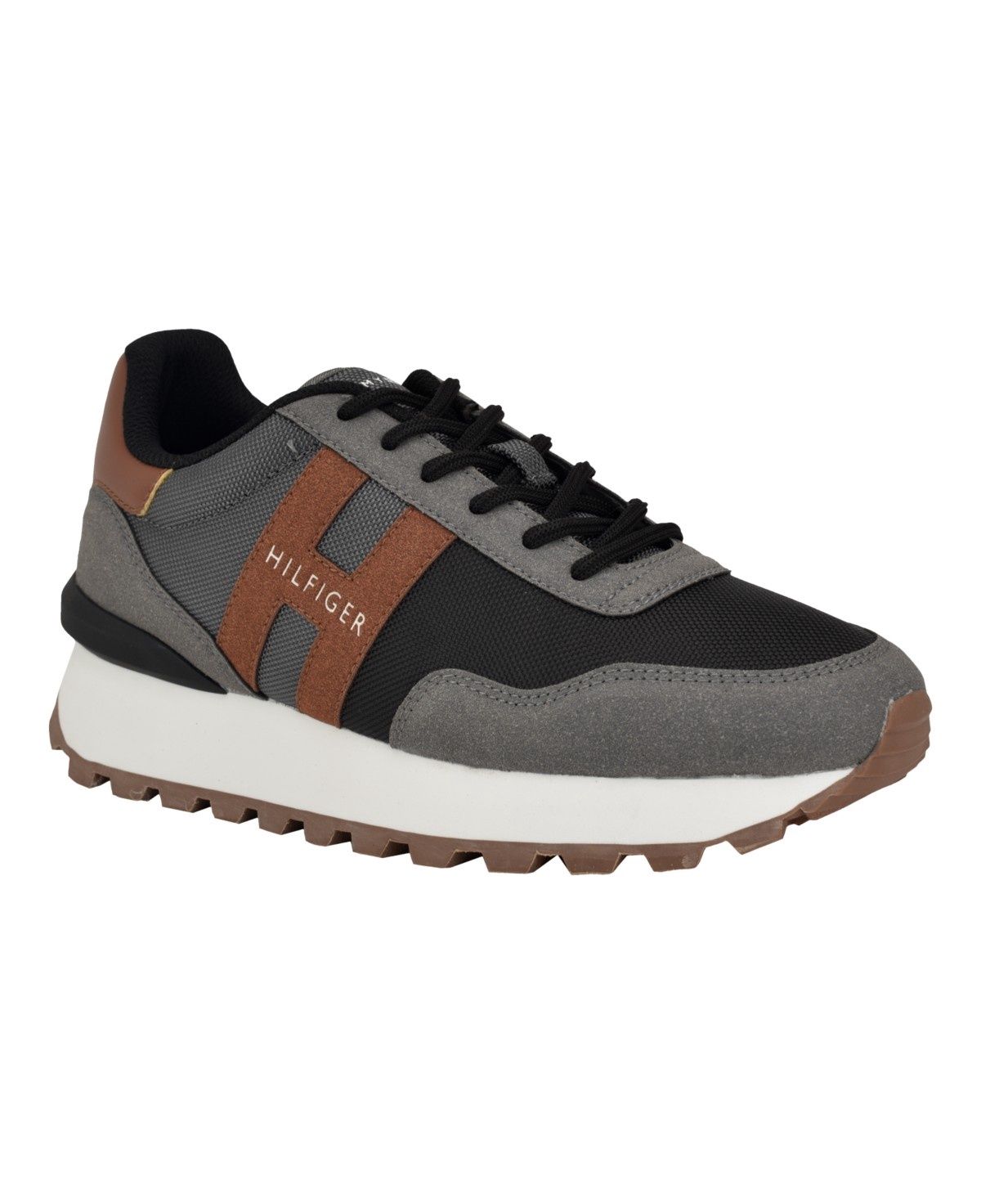 Tommy Hilfiger Gani Men's Shoes Grey/Cognac, Polyester