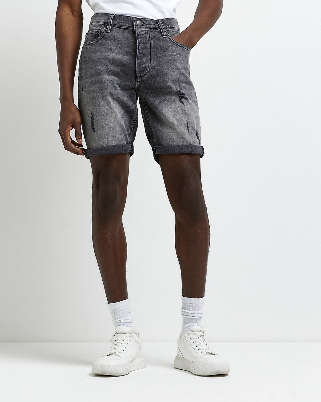 River Island Mens Shorts Denim - Black