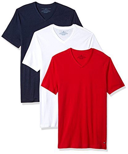 Tommy Hilfiger Men's Undershirts 3 Pack Cotton Classics V-Neck T-Shirt, Mahogany 09TVN01608 088541312226