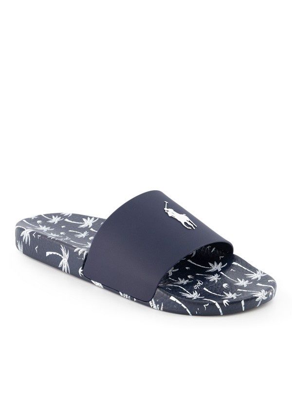 Polo Ralph Lauren, Sliders, Male, Blue, 8 UK, Slide Palm-Tree Print 809P08336001