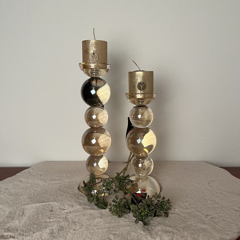 Kaarshouder houder goud luster kristal glas