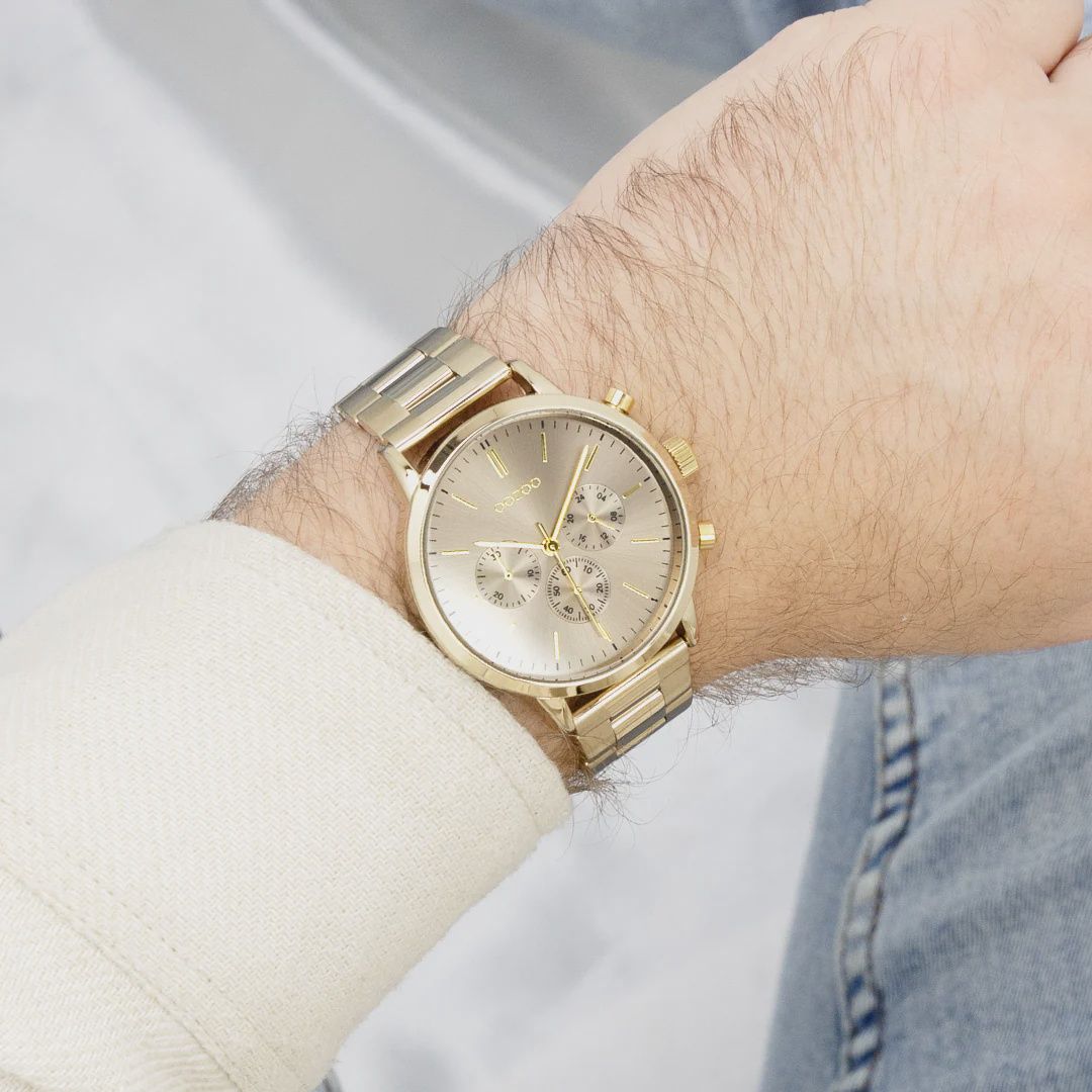 Goudkleurig horloge met goudkleurige roestvrijstalen armband - 3